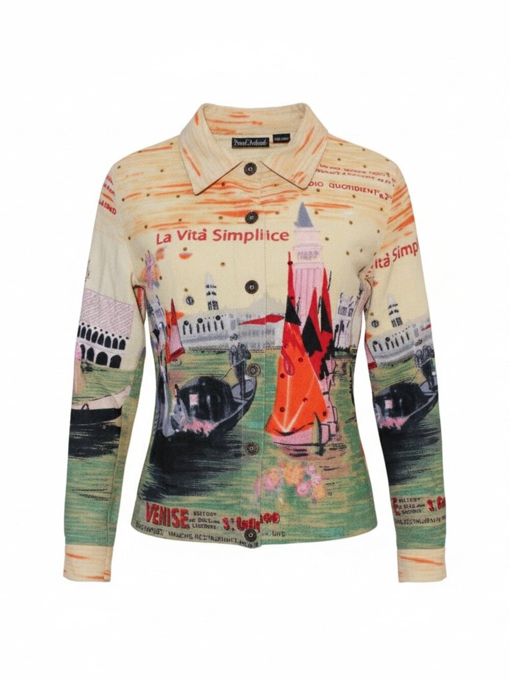 French Postcards Jacket Artsy Button Up Blazer Art To Wear Womens Size M - Picture 4 of 8